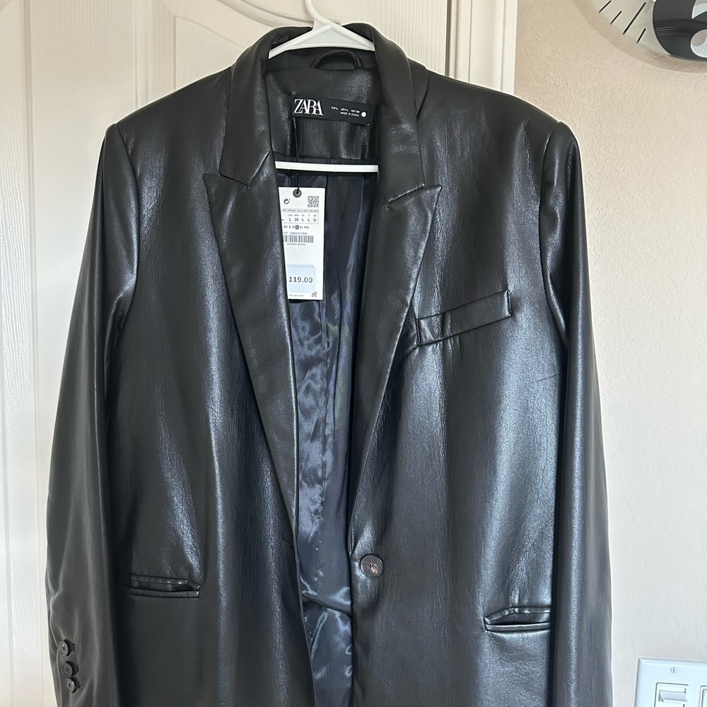 Zara Faux Leather Blazer -NWT